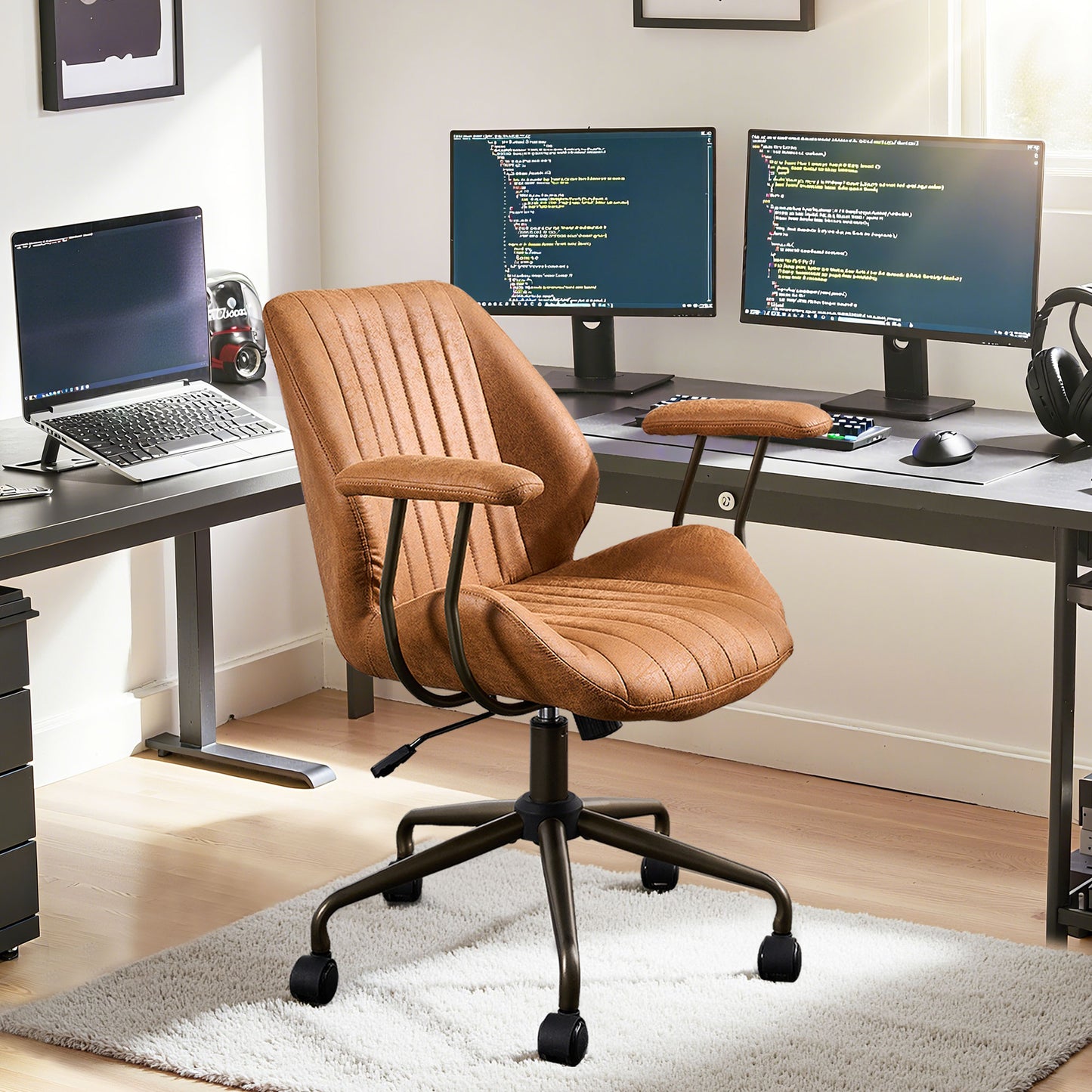 Toject Ergonomic Office Chair, High Back Office Task Chair, Executive Office Chair, Suede Leather