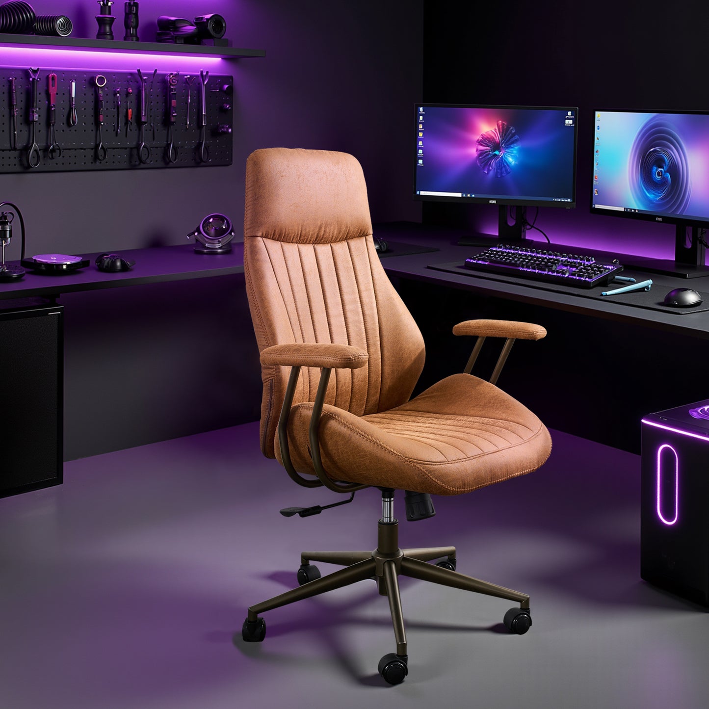 Toject Ergonomic Office Chair, High Back Office Task Chair, Executive Office Chair, Suede Leather