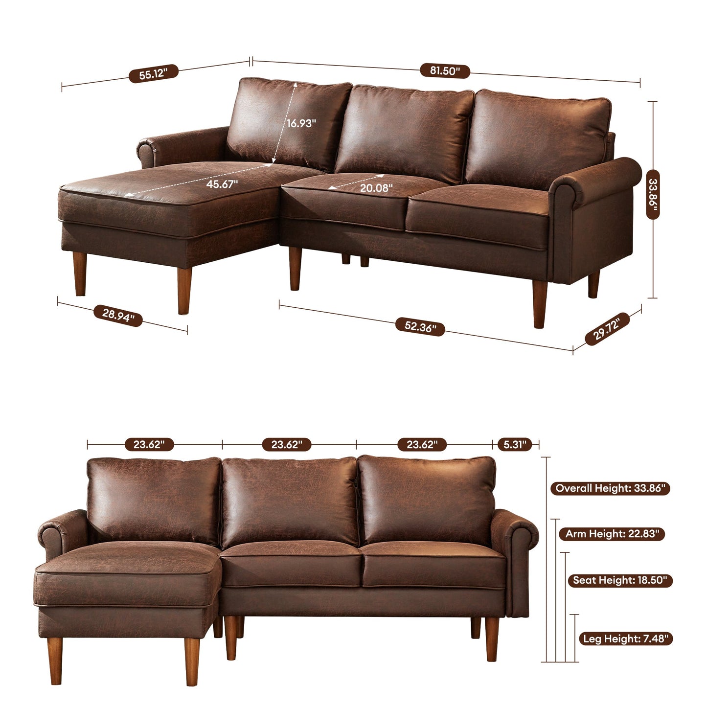 Toject 82 Inch Sofa Couch With Extra Deep Seats3 Seat Sofa For Living Room,Dorm,Office,Apartment