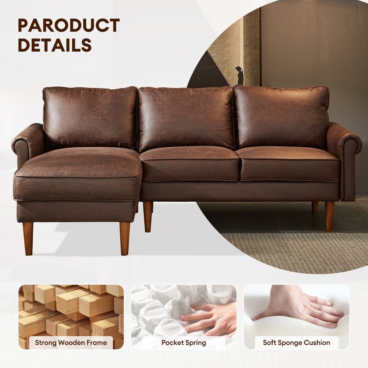 Toject 82 Inch Sofa Couch With Extra Deep Seats3 Seat Sofa For Living Room,Dorm,Office,Apartment