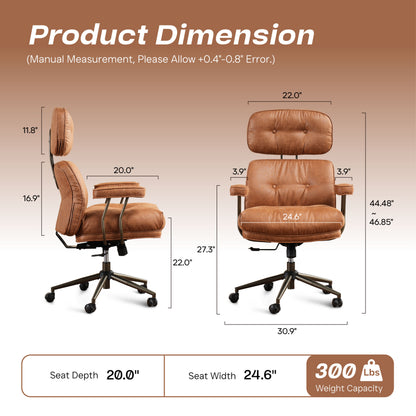 Toject Ergonomic Office Chair, High Back Big Comfy Home Office Chair with Lumbar Support, Mid-Century Modern Computer Executive Office Chair