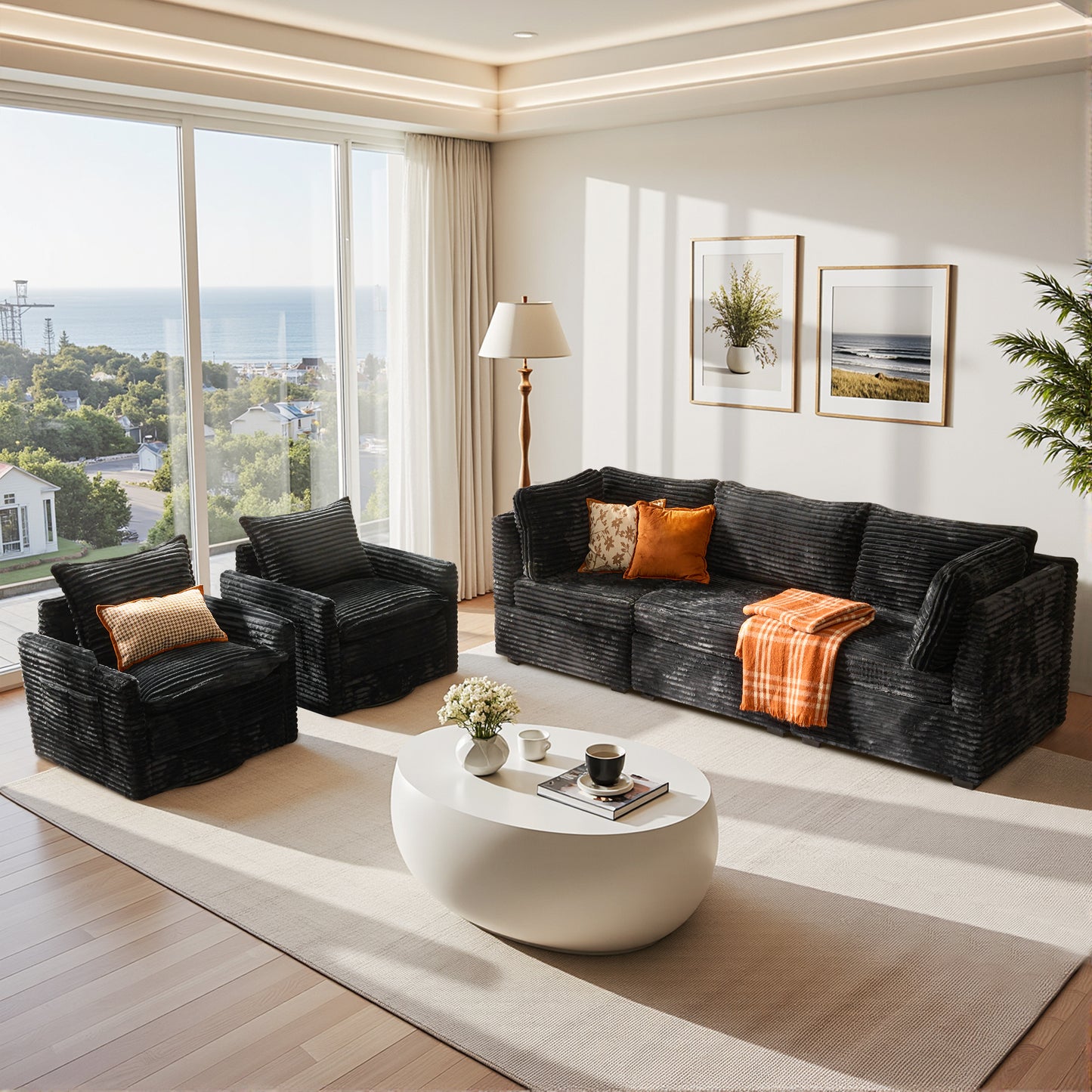 Toject Modular Sectional Sofa, Cloud Couch with Swivel Chairs for Living Room