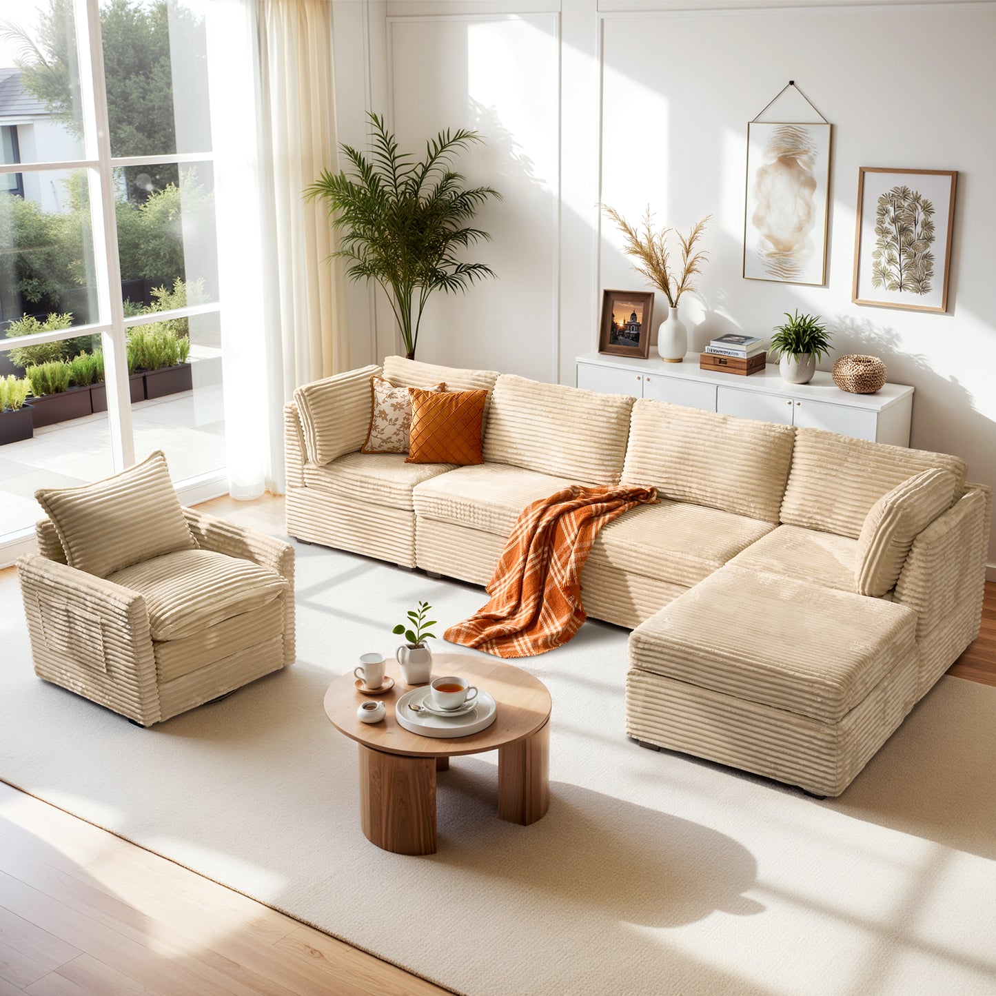 Toject Modular Sectional Sofa, Cloud Couch with Swivel Chairs for Living Room