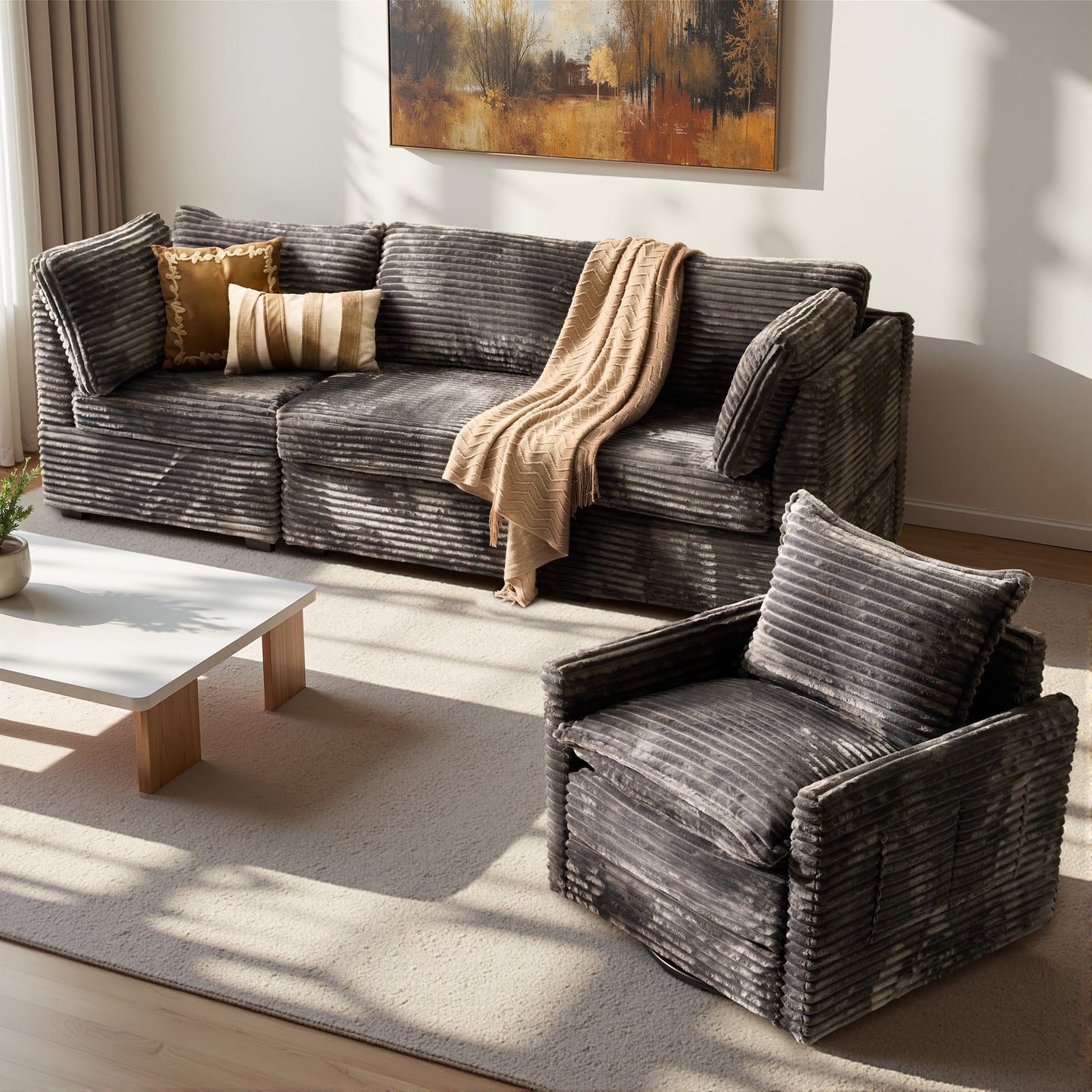 Toject Modular Sectional Sofa, Cloud Couch with Swivel Chairs for Living Room