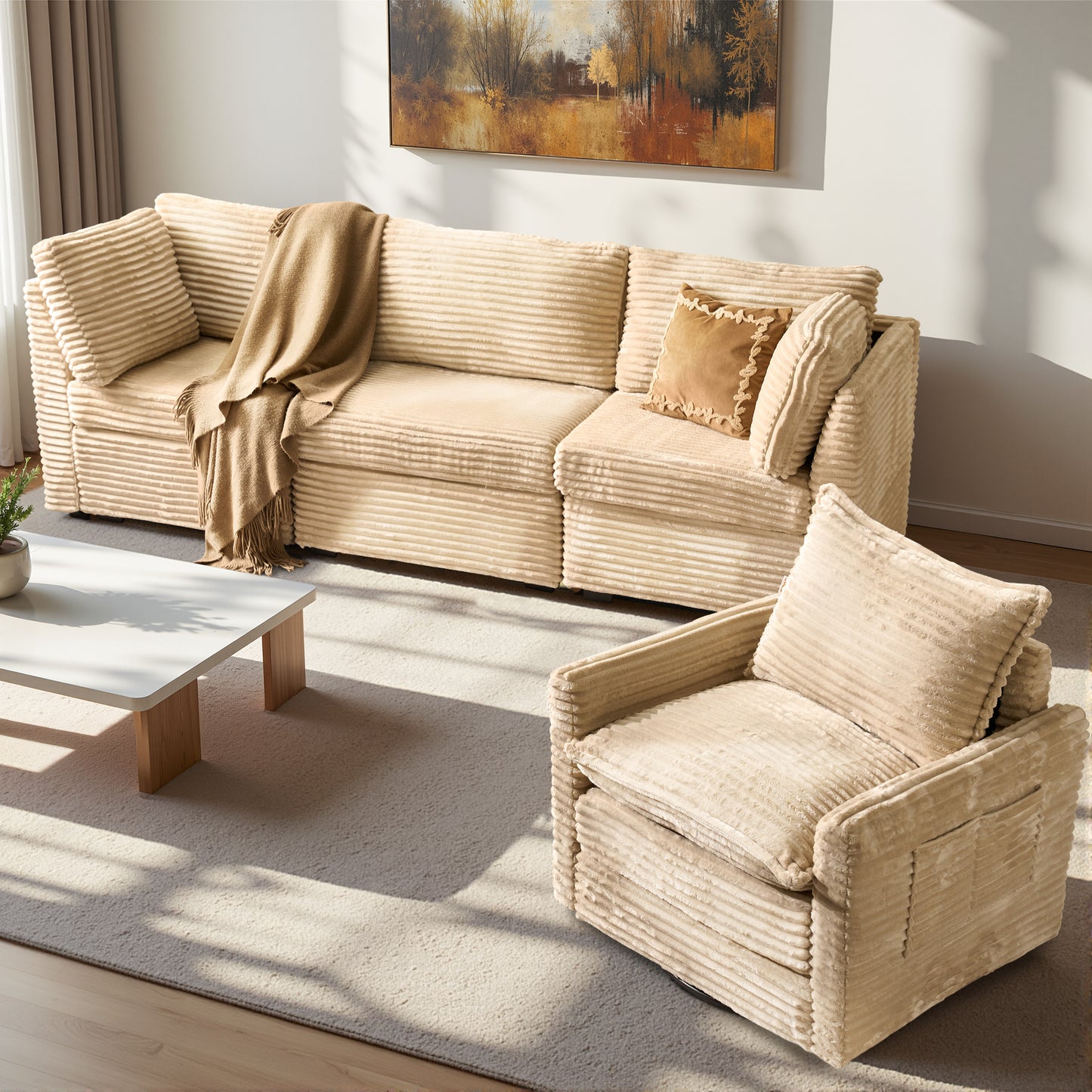Toject Modular Sectional Sofa, Cloud Couch with Swivel Chairs for Living Room