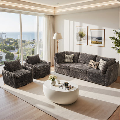 Toject Modular Sectional Sofa, Cloud Couch with Swivel Chairs for Living Room