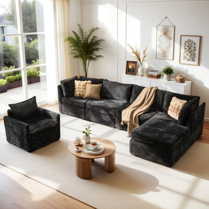 Toject Modular Sectional Sofa, Cloud Couch with Swivel Chairs for Living Room