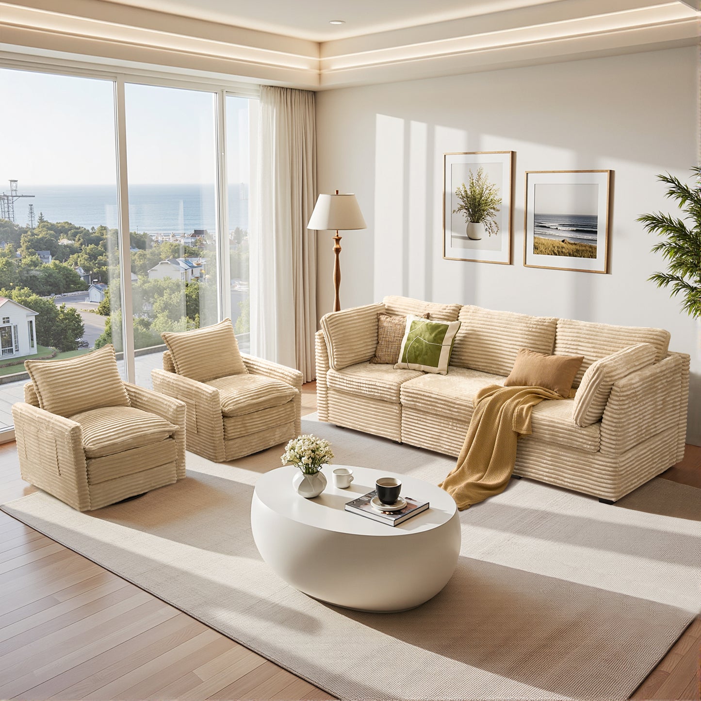 Toject Modular Sectional Sofa, Cloud Couch with Swivel Chairs for Living Room