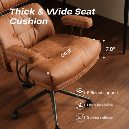 Toject Ergonomic Office Chair, High Back Big Comfy Home Office Chair with Lumbar Support, Mid-Century Modern Computer Executive Office Chair