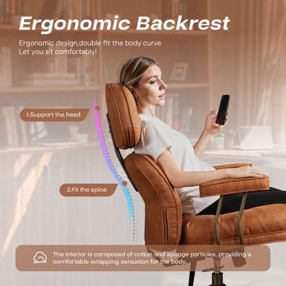 Toject Ergonomic Office Chair, High Back Big Comfy Home Office Chair with Lumbar Support, Mid-Century Modern Computer Executive Office Chair