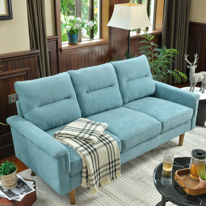 Toject 72" Three-Seat Sofa, Nordic Style Living Room Sofa, Pit Stripe Fabric, Cat-Scratch-Proof And Easy To Install Sofa For Different House Types