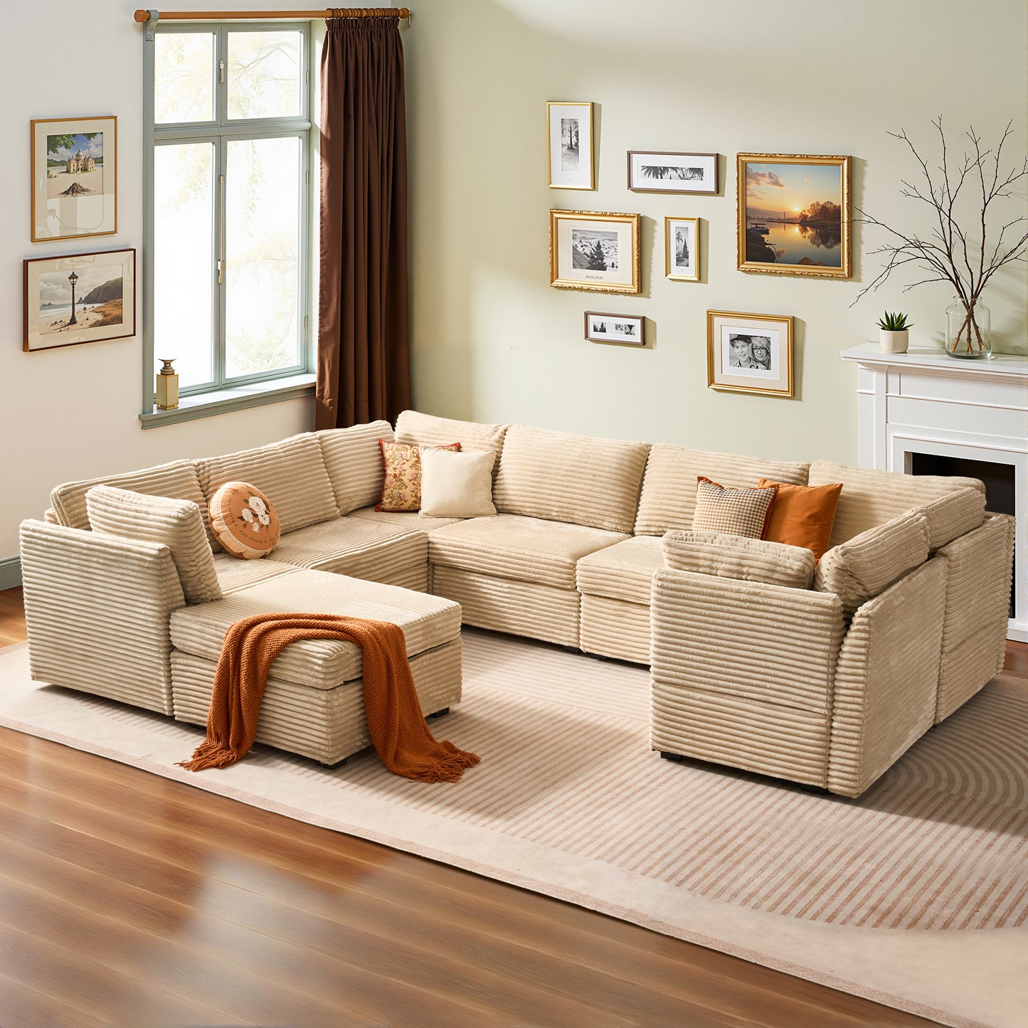 Toject 130" Modular Sectional Couch, Oversized L Shaped Couch, Cloud Sofa with 5 Seater Deep Seat Sofa for Living Room (Black)