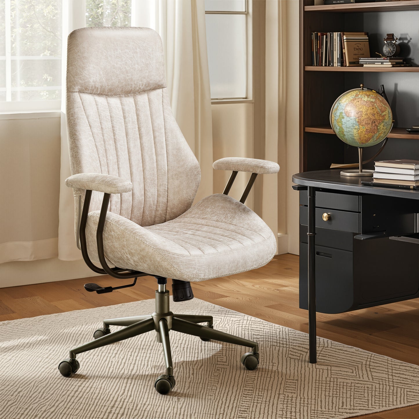 Toject Ergonomic Office Chair, High Back Big Comfy Home Office Chair with Lumbar Support, Mid-Century Modern Computer Executive Office Chair