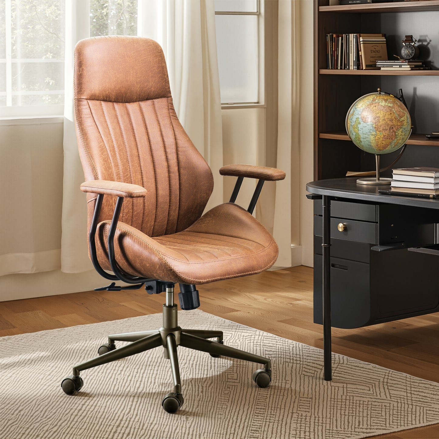 Toject Ergonomic Office Chair, High Back Big Comfy Home Office Chair with Lumbar Support, Mid-Century Modern Computer Executive Office Chair
