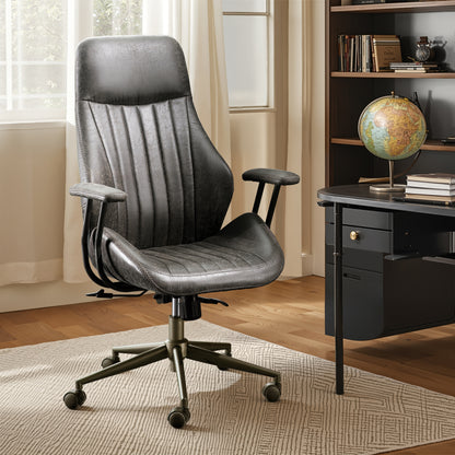 Toject Ergonomic Office Chair, High Back Big Comfy Home Office Chair with Lumbar Support, Mid-Century Modern Computer Executive Office Chair