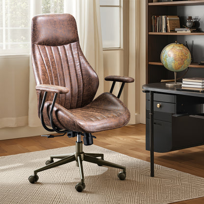 Toject Ergonomic Office Chair, High Back Big Comfy Home Office Chair with Lumbar Support, Mid-Century Modern Computer Executive Office Chair
