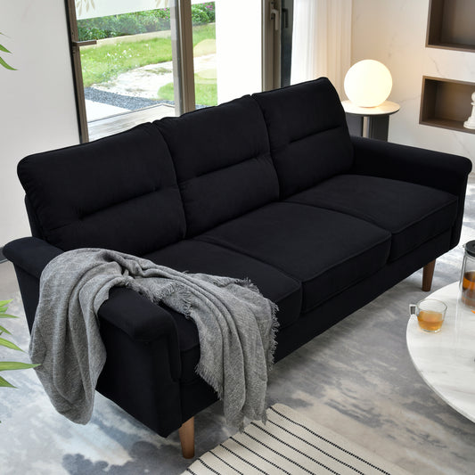 Toject 72" Three-Seat Sofa, Nordic Style Living Room Sofa, Pit Stripe Fabric, Cat-Scratch-Proof And Easy To Install Sofa For Different House Types