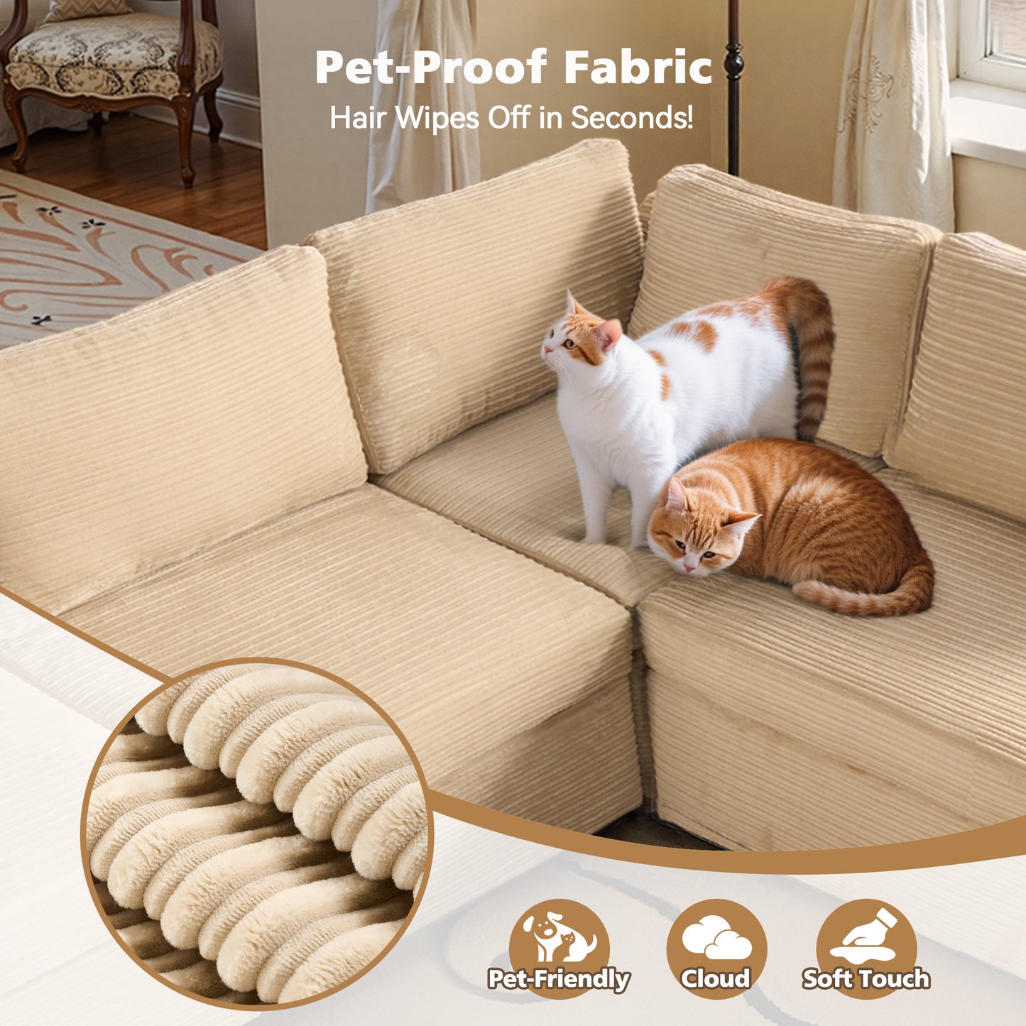 Toject Modular Sectional Sofa, Cloud Couch with Swivel Chairs for Living Room