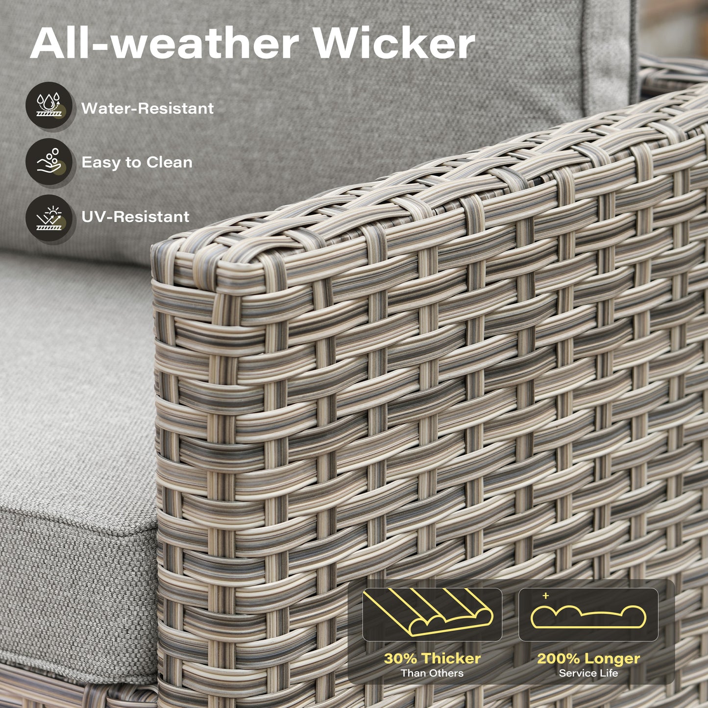 Toject 11 Pieces Patio Furniture Set All Weather Wicker Outdoor Conversation Set with 54" Fire Pit Outside Furniture Patio Sofa with Swivel Chairs & Solar Table