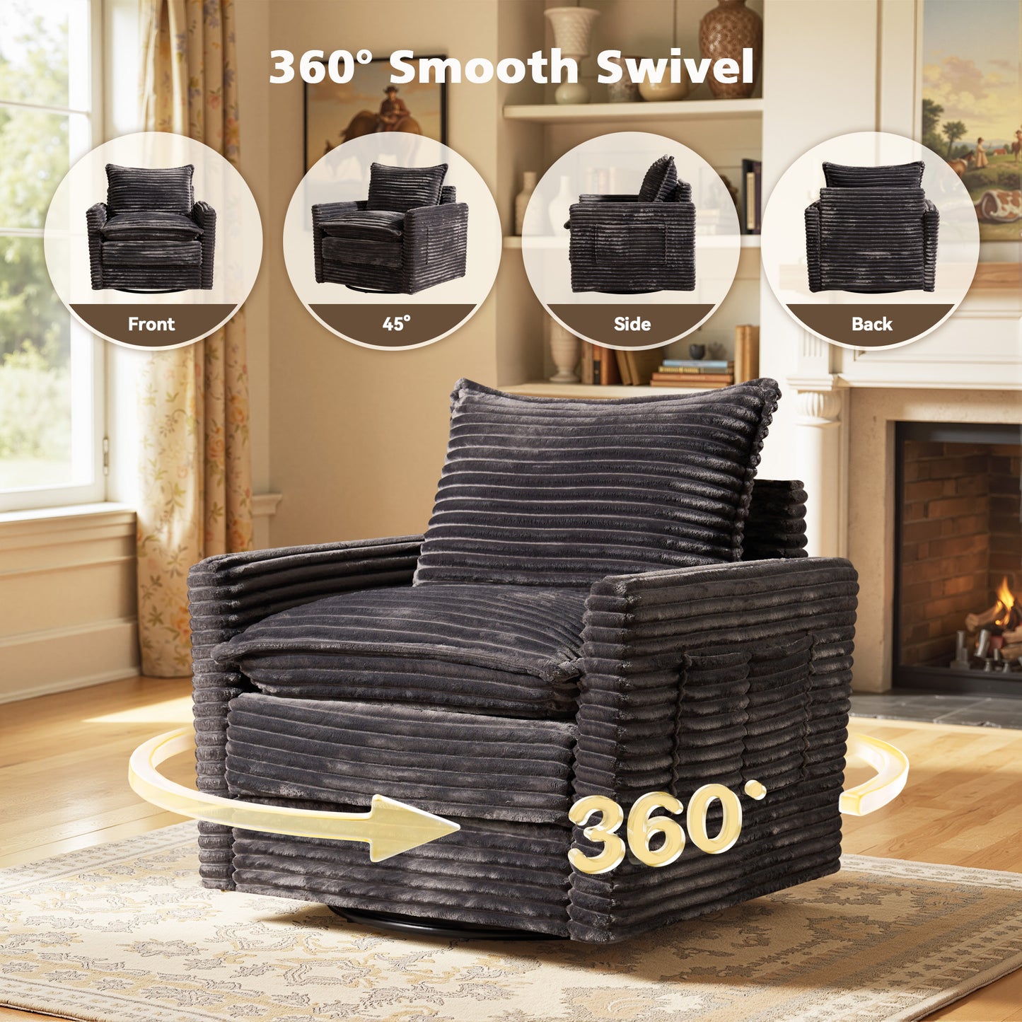 Toject Modular Sectional Sofa, Cloud Couch with Swivel Chairs for Living Room