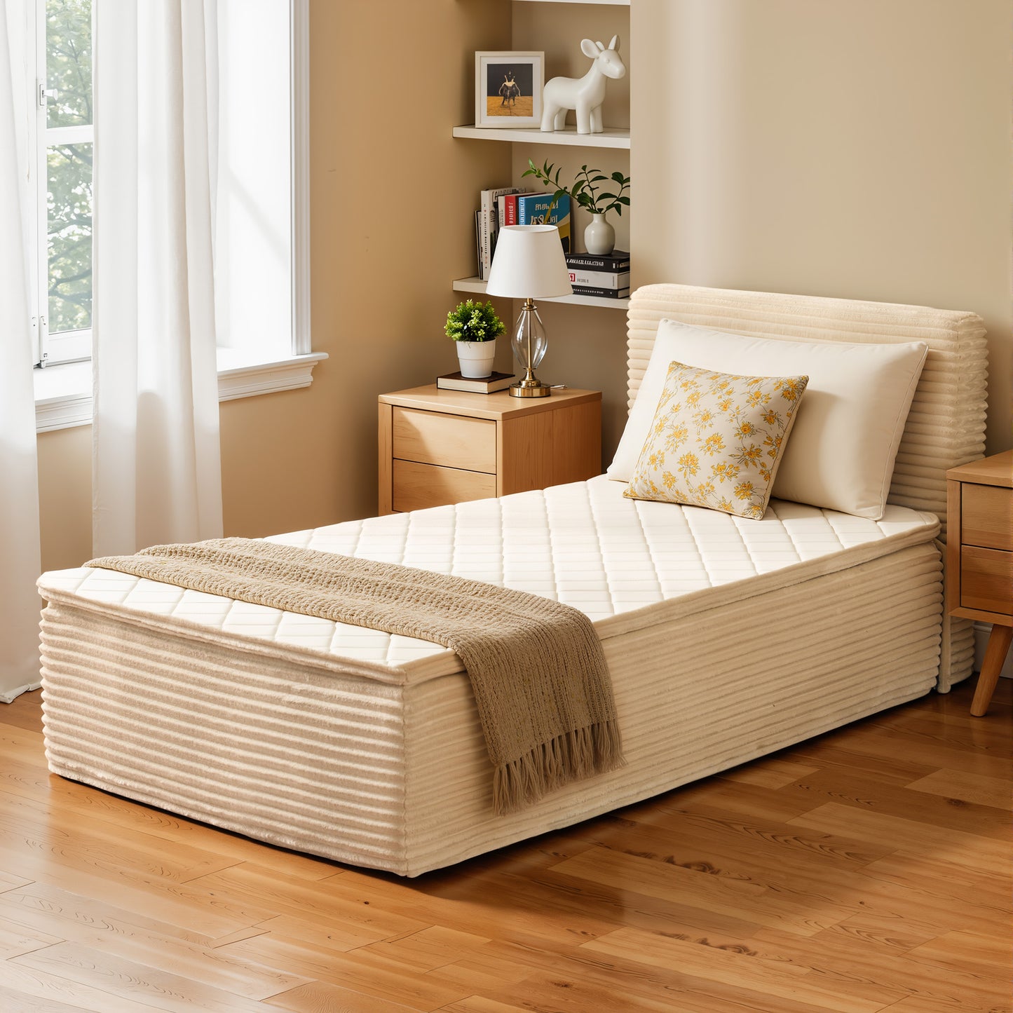 Toject Queen Size Memory Foam Mattress, Soft Bed with Matching Headboard, Medium Firm Mattress in a Box, No Assembly Required and Bed Frame Needed, Support for Modern Bedrooms, Apartment, Gray