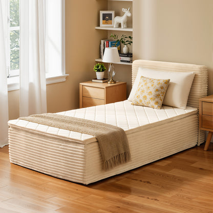 Toject Queen Size Memory Foam Mattress, Soft Bed with Matching Headboard, Medium Firm Mattress in a Box, No Assembly Required and Bed Frame Needed, Support for Modern Bedrooms, Apartment, Gray