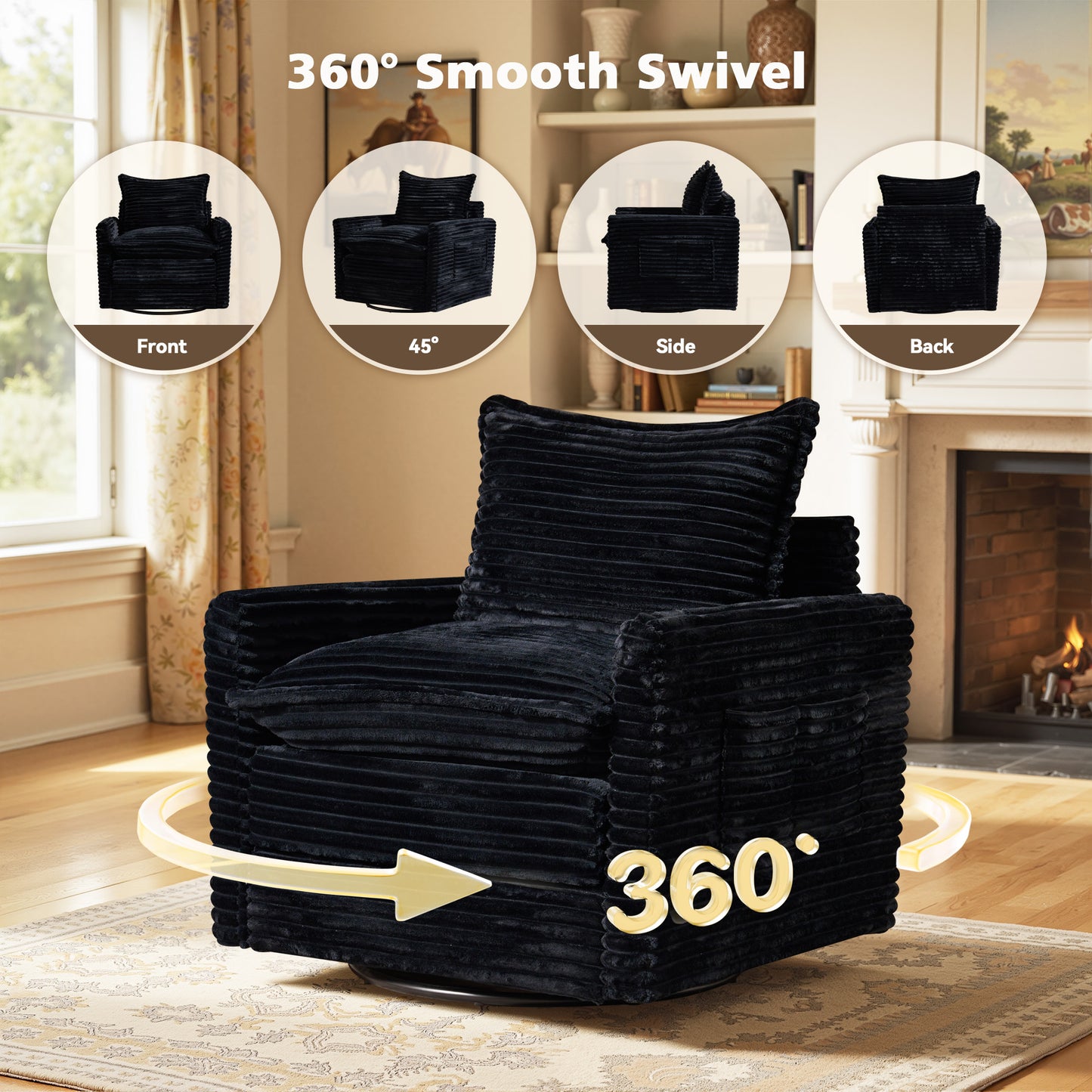 Toject Modular Sectional Sofa, Cloud Couch with Swivel Chairs for Living Room