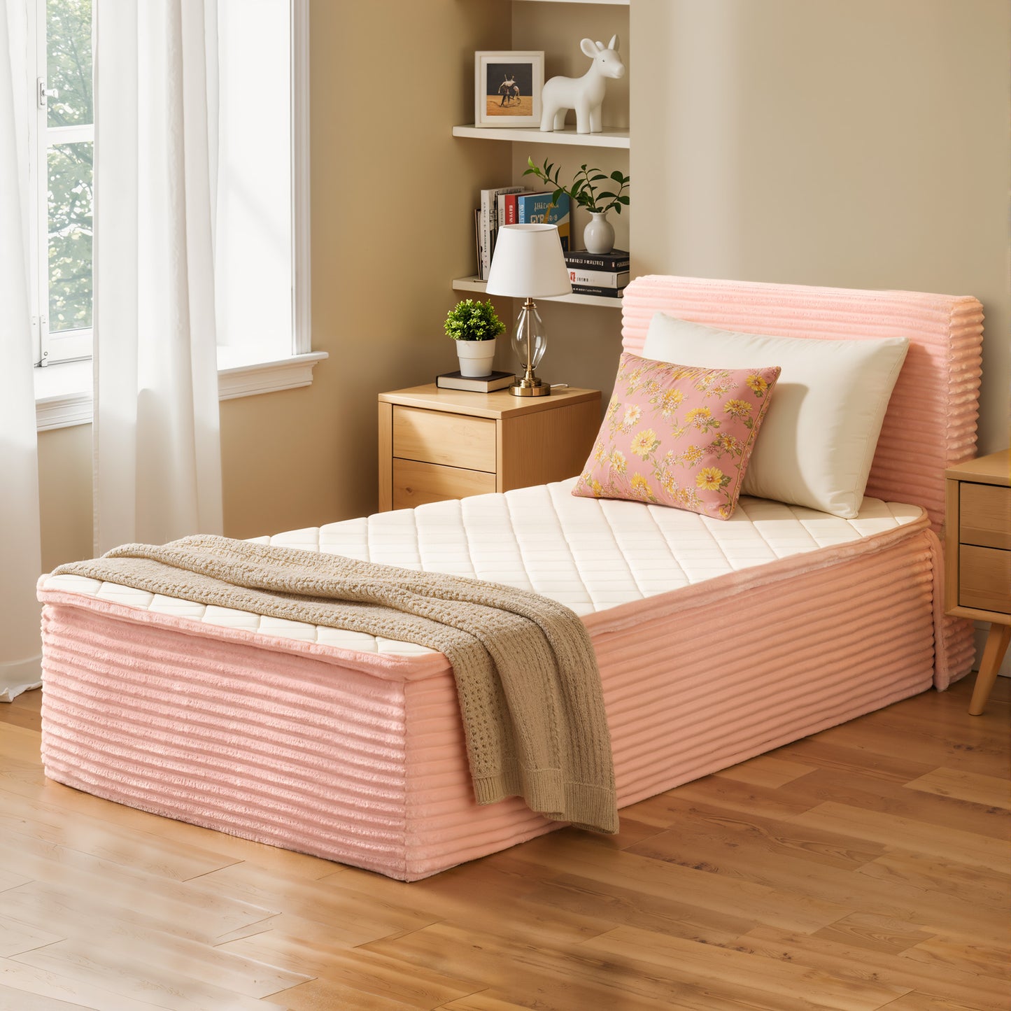 Toject Queen Size Memory Foam Mattress, Soft Bed with Matching Headboard, Medium Firm Mattress in a Box, No Assembly Required and Bed Frame Needed, Support for Modern Bedrooms, Apartment, Gray