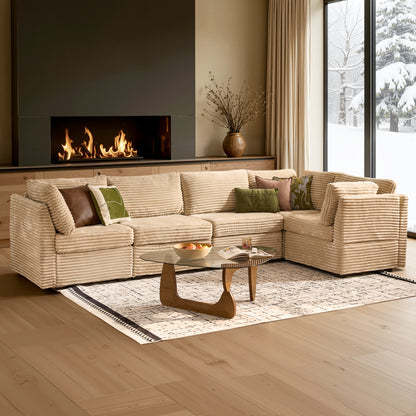 Toject 130" Modular Sectional Couch, Oversized L Shaped Couch, Cloud Sofa with 5 Seater Deep Seat Sofa for Living Room (Black)