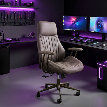 Toject Ergonomic Office Chair, High Back Office Task Chair, Executive Office Chair, Suede Leather