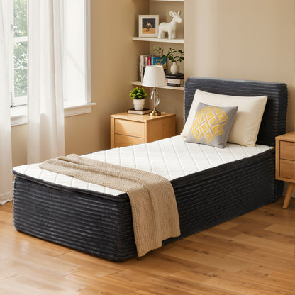 Toject Queen Size Memory Foam Mattress, Soft Bed with Matching Headboard, Medium Firm Mattress in a Box, No Assembly Required and Bed Frame Needed, Support for Modern Bedrooms, Apartment, Gray