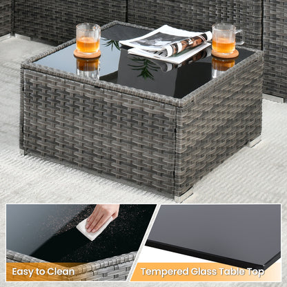 Toject 11 Pcs Paito Furniture Set, Outdoor Furniture Set with Swivel Chairs and Fire Pit