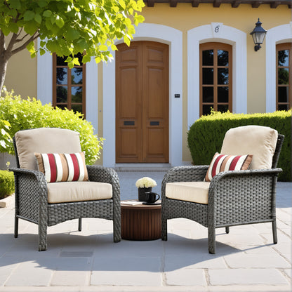 Toject 4 Pieces Patio Furniture Set, All-Weather Wicker Outdoor Furniture Loveseat Table Chairs Set for Porch, High Back Conversation Set for Backyard, Balcony, Denim Blue
