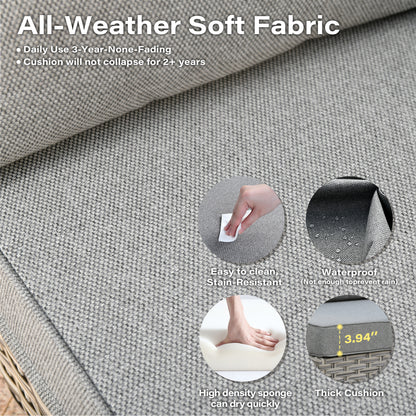 Toject 11 Pieces Patio Furniture Set All Weather Wicker Outdoor Conversation Set with 54" Fire Pit Outside Furniture Patio Sofa with Swivel Chairs & Solar Table