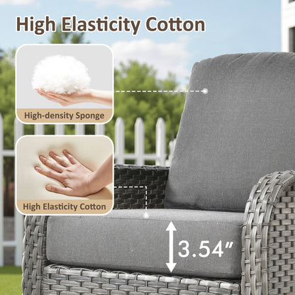 Toject 6 Pieces Patio Furniture Set, Wicker Outside Furniture with Loveseat Table Chairs Set for Porch, All-Weather High Back Outdoor Conversation Set for Backyard, Dark Gray