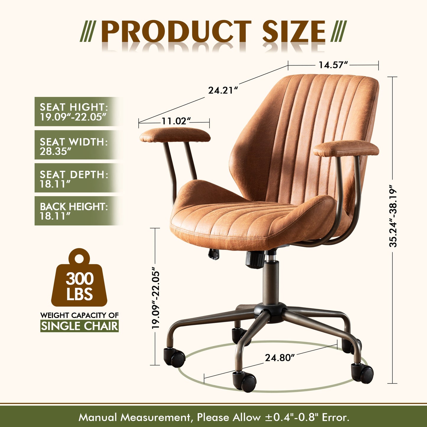 Toject Ergonomic Office Chair, High Back Office Task Chair, Executive Office Chair, Suede Leather