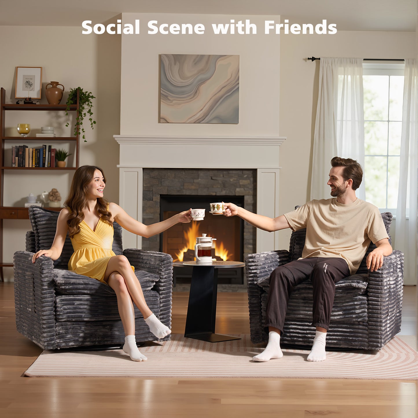 Toject Modular Sectional Sofa, Cloud Couch with Swivel Chairs for Living Room