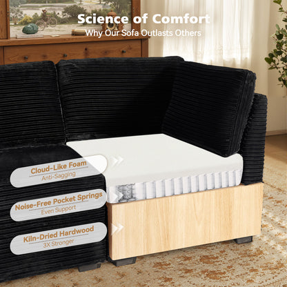 Toject 130" Modular Sectional Couch, Oversized L Shaped Couch, Cloud Sofa with 5 Seater Deep Seat Sofa for Living Room (Black)