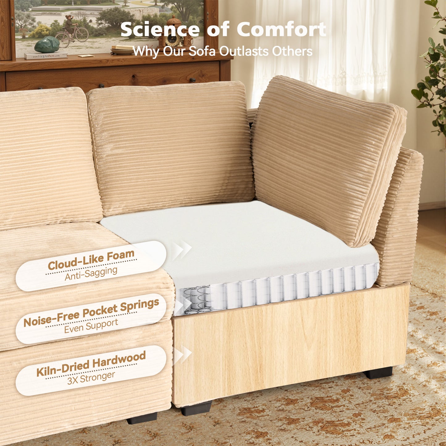Toject Modular Sectional Sofa, Cloud Couch with Swivel Chairs for Living Room