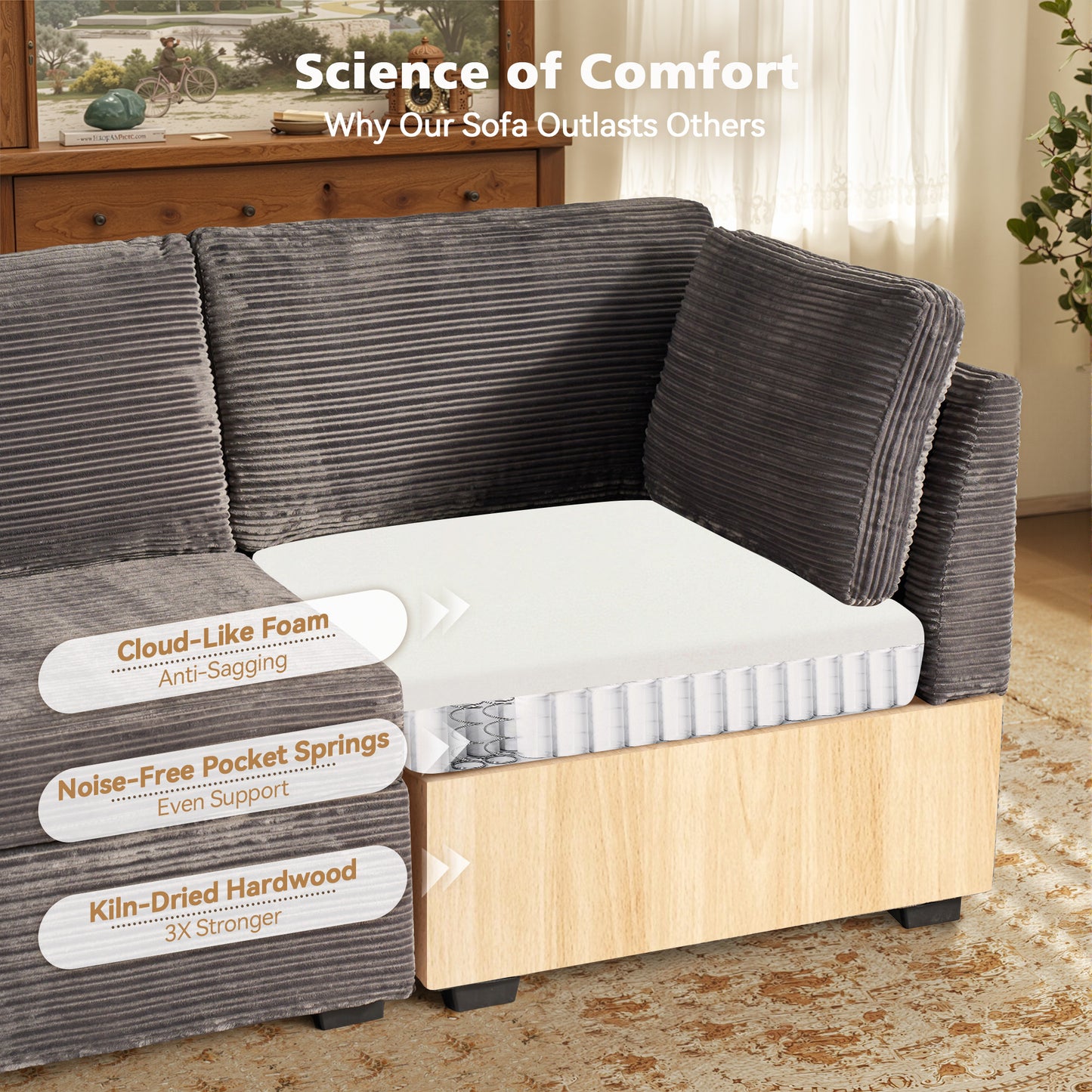 Toject Modular Sectional Sofa, Cloud Couch with Swivel Chairs for Living Room