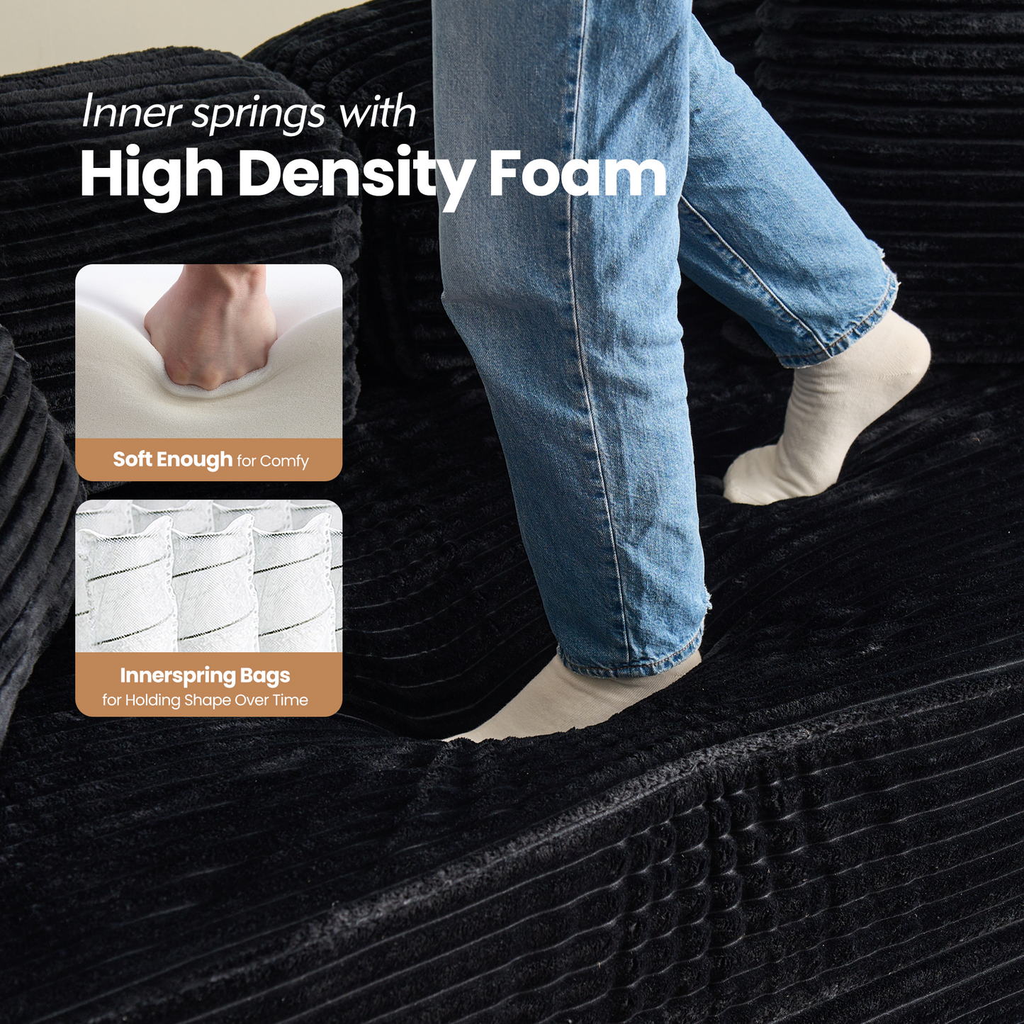 Toject 81" Convertible Sleeper Sofa Bed, Cloud Corduroy Floor Couch with Pillow, Comfy Foldable Couch Sofa Bed for Living Room, Bedroom
