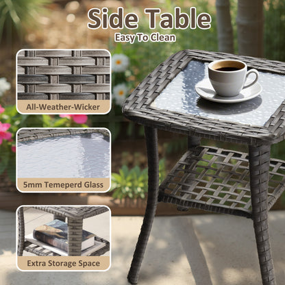 Toject 6 Pieces Patio Furniture Set, Wicker Outside Furniture with Loveseat Table Chairs Set for Porch, All-Weather High Back Outdoor Conversation Set for Backyard, Dark Gray