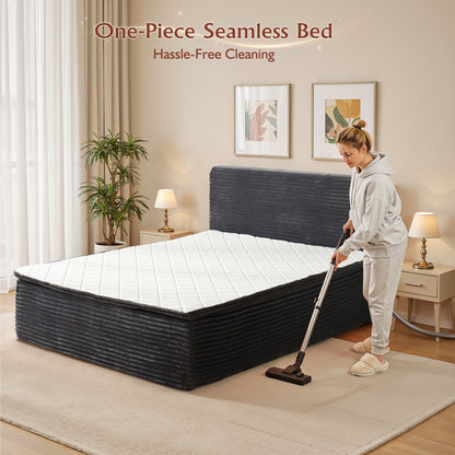 Toject Queen Size Memory Foam Mattress, Soft Bed with Matching Headboard, Medium Firm Mattress in a Box, No Assembly Required and Bed Frame Needed, Support for Modern Bedrooms, Apartment, Gray