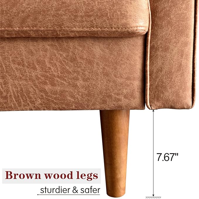 Toject  70" Loveseatwith Armrests and Comfy Cushion for Living Room, Apartment and Small Space, Suede Fabric, Brown