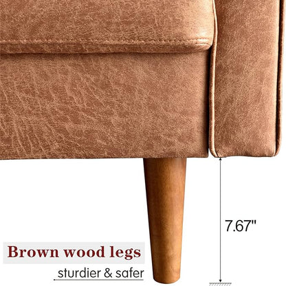 Toject  70" Loveseatwith Armrests and Comfy Cushion for Living Room, Apartment and Small Space, Suede Fabric, Brown