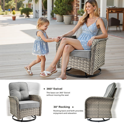 Toject 11 Pieces Patio Furniture Set All Weather Wicker Outdoor Conversation Set with 54" Fire Pit Outside Furniture Patio Sofa with Swivel Chairs & Solar Table