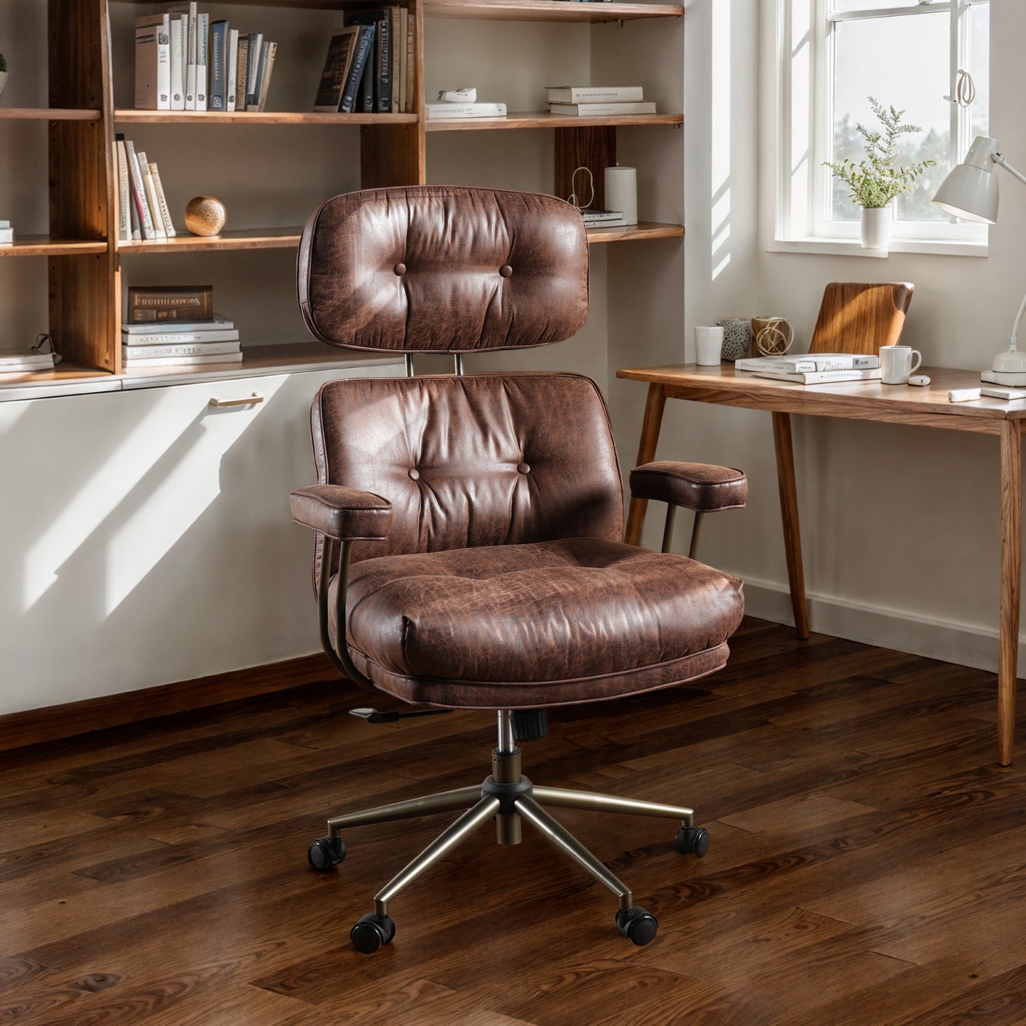 Toject Ergonomic Office Chair, High Back Big Comfy Home Office Chair with Lumbar Support, Mid-Century Modern Computer Executive Office Chair