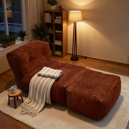 Toject Big Bean Bag Lounger Chair for Adults, Large Polyester Fabric Bean Bag Sofa with Back Support, Memory Foam Filled Beanbag Floor Chair for Living Room, Bedroom, Dorm, Brown