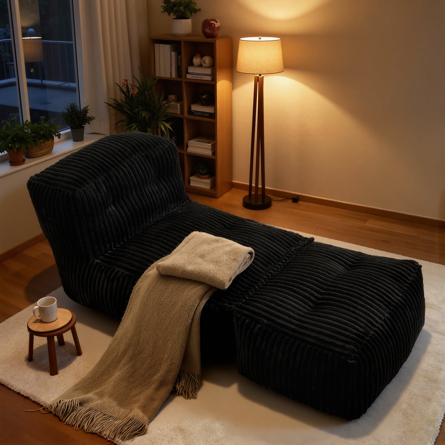 Toject Big Bean Bag Lounger Chair for Adults, Large Polyester Fabric Bean Bag Sofa with Back Support, Memory Foam Filled Beanbag Floor Chair for Living Room, Bedroom, Dorm, Brown