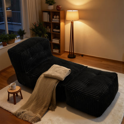 Toject Big Bean Bag Lounger Chair for Adults, Large Polyester Fabric Bean Bag Sofa with Back Support, Memory Foam Filled Beanbag Floor Chair for Living Room, Bedroom, Dorm, Brown